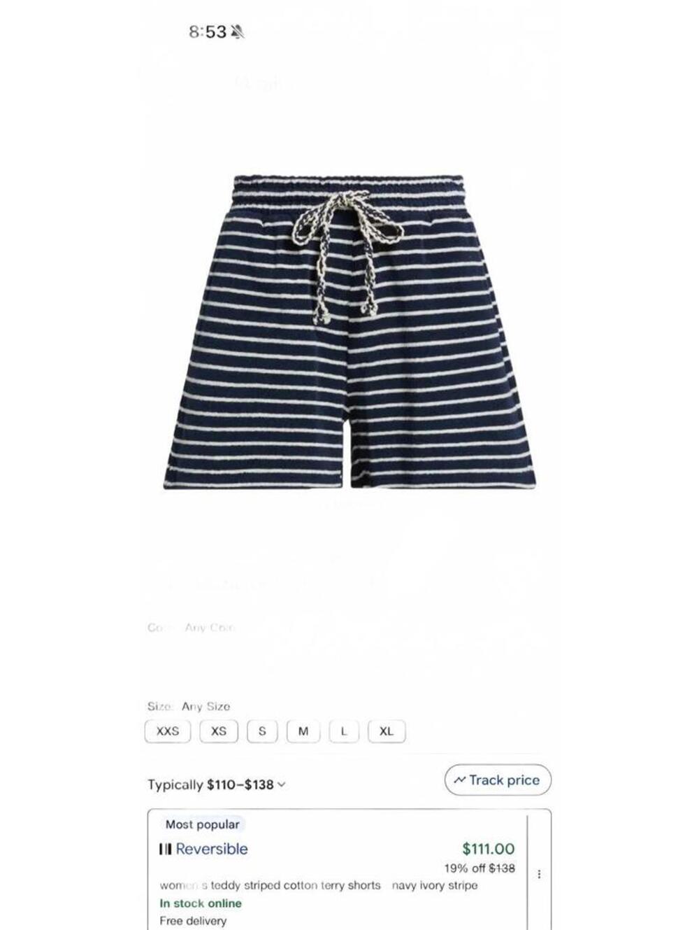 Rails teddy stripe short medium nwt